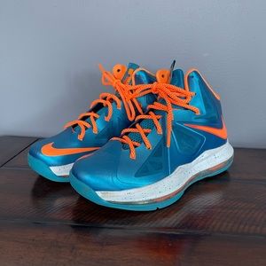 NIKE Lebron X GS Turquoise blue 543564-402 size 5Y Basketball Sneakers Windchill